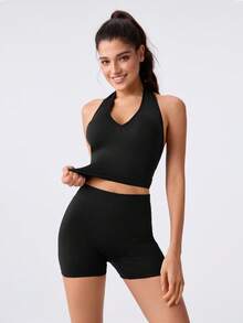Loungeista Women's Seamless Abdomen Control Waist Cincher With Hip Lifting Shapewear Bodysuit Set - Black - View 1