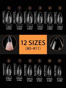600 Pcs Short Almond Soft Gel Transparent Nail Tips Semi Matte Full Coverage Pre Buffed For Extension DIY Manicure Must Have Beauty Supply - Clear - View 2