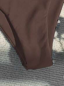 Swim Basics Bottom de bikini de unicolor y sexy para playa y vacaciones - Marrón - Ver 3