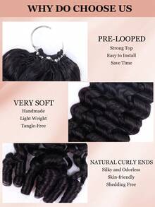Boho Braids Deep Curly And Body Curly Two Styles Remy 100% Human Hair Pre-Separated Crochet Hair Extensions Feather Hair Bone Natural Black - SNatural - View 4