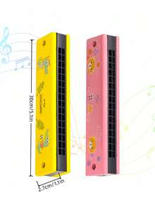 6/12PCS 16 Hole Double Row Cartoon Harmonica Portable Mini Musical Instrument Random Color Beginner Learning Music Toy For Birthday Valentine Back To School Graduation Party Favors Gifts Must Haves - Multicolor - View 7