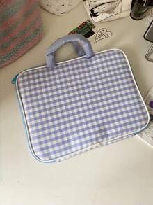 1PC Checkerboard Laptop Sleeve 11/13 Inch, Cute Cartoon Print Inner Bag For MacBook, Soft Protective Carrying Case, Home Office Travel Storage Pouch, Women Gift - A - View 3