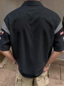 STEELVANCE 男士字母圖案短袖單排扣休閒襯衫 - 彩色 - 查看 2