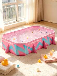 1pc Large Pink Foldable Swimming Pool, Non-Inflatable PVC Family Water Play Center, Outdoor Backyard Summer Fun For Kids Teens & Adults - Folding pool - View 2