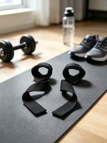 1 Pasang Tali Bantu Olahraga, Tali Silikon Anti Selip Tahan Lama untuk Latihan Kekuatan, Pull-Up, dan Dumbbell di Gym - Hitam - View 5