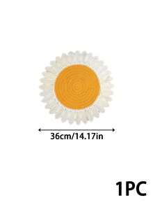 Zazumi 1PC Flower & Sunflower Shaped Table Mat, Imitate Hand Crochet Knitted Design Made Of Soft Milk Silk Fabric, Delicate Floral Hollow Embroidery Pattern, Heat Resistant, Anti-Slip, Stain Resistant And Easy To Clean Decorative Doily Table Runner - Multicolor - View 11