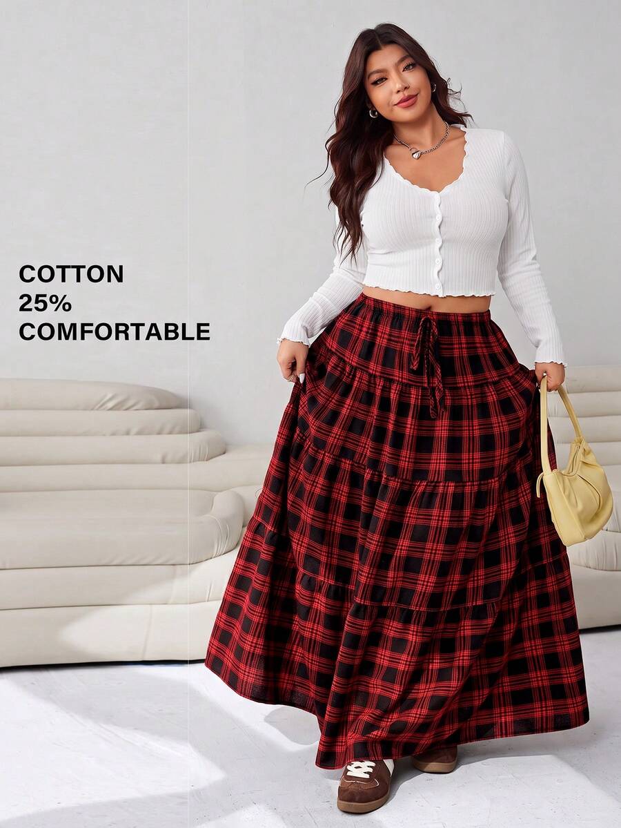 Solflare Autumn/Winter Vintage 90s Corset Red Plaid Ruched Full Skirt ...