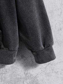 SHEIN 青少年男孩配色拼接洛杉磯休閒百搭寬鬆衛衣，適合秋季 - 黑色 - 查看 5