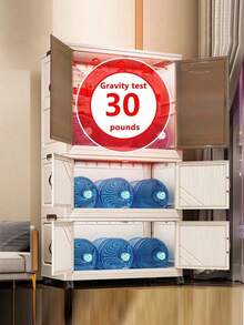 Storage Cabinet, Foldable Cream Wardrobe, Plastic Storage Cabinet, No Assembly Required, Newly Arrived - Color Mixing - View 9