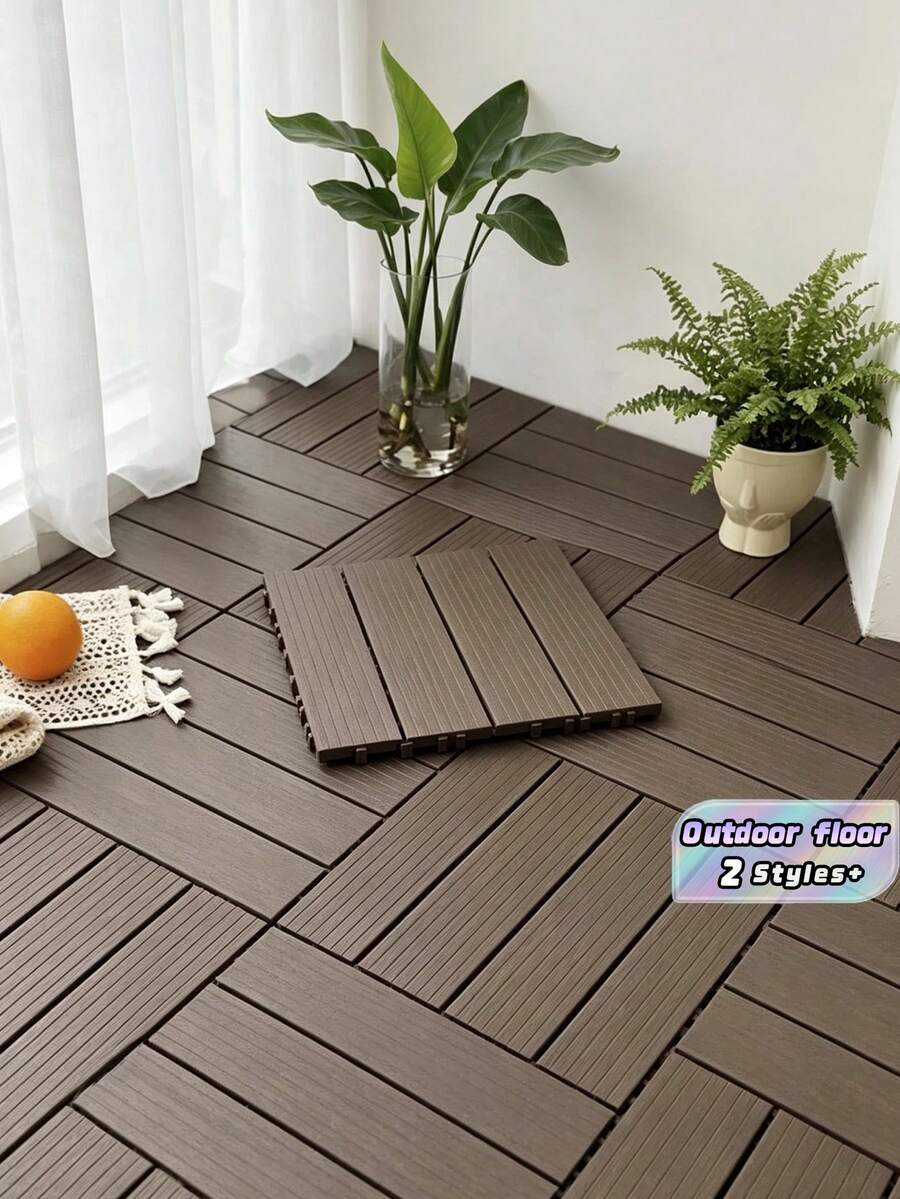 Splicing Splicing Terrazzo Floor Installation Courtyard Floor Anti-Outdoor Balcony Plastic Flooring Residential Courtyard - Coffee Brown - View 1