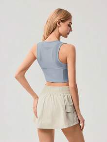 OutZeal Mesh Patchwork Multi-Pocket Design Sports Bra - Blue - View 10