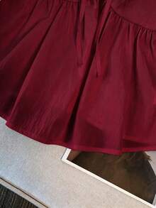 Franclia Tank Top Longgar Wanita dengan Tali Pengikat di Pinggang dan Tali Bahu Lebar - Burgundy - View 4