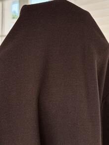 SHEIN Maternity Solid Color V-Neck Short Sleeve Nursing Dress - Brown - View 7