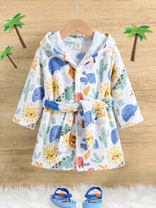 SHEIN 男嬰可愛卡通印花長袖連帽外套居家服 - 彩色 - 查看 7