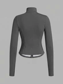SHEIN EZwear 女款黑色針織防紫外線外套，適合秋冬穿著 - 灰色 - 查看 2