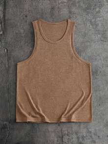 AXEPEAK Casual Men's Solid Color Crew Neck Versatile Tank Top - Multicolor - View 10