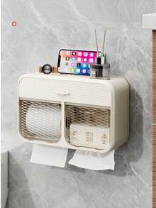 Wall-Mounted Toilet Paper Box Holder For Bathrooms. Toilet Paper Roll Box For Waterproof And Stain-Resistant Toilet Paper. - Multicolor - View 3