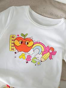 Emery Rose Kids Emery Rose Kids 女童小女孩 2件組 T恤套裝，可愛卡通休閒穿搭，適合返校季 - 彩色 - 查看 12
