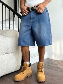 Manfinity Hypemode American Hip Hop Bag-In-Bag Design Unisex Denim Shorts - Blue - View 5