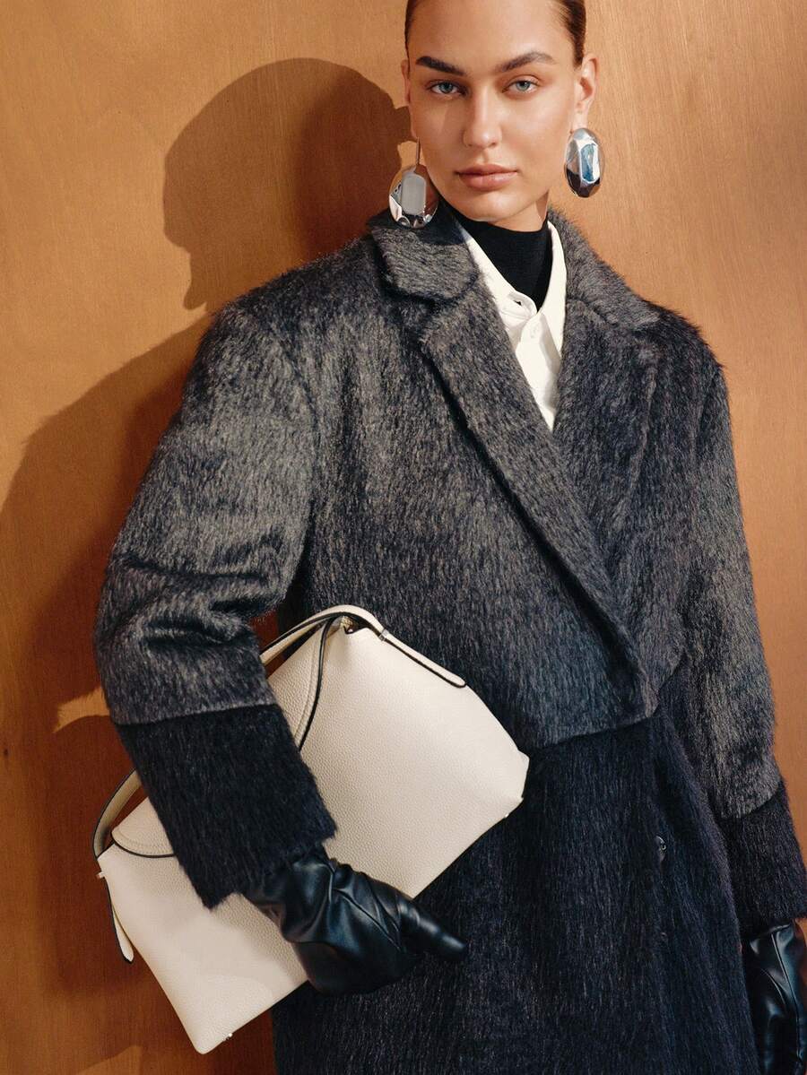 MOTF PREMIUM WOMEN'S COLORBLOCK LAPEL COLLAR OVERCOAT