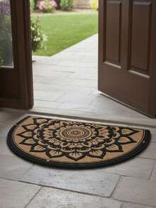 1PC 2D Retro Semi-Circular Door Mat Carpet, Floral Pattern, Entrance Door, Outdoor Welcome Mat, Suitable For Kitchen, Doorway, Outdoor, Living Room, Bedroom, Bathroom And Foyer, Fashionable Holiday Gift, Decorative Gift - A - View 5