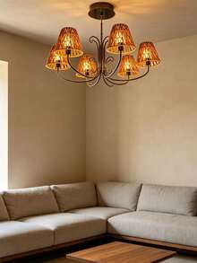 1PC/3pcs Creative Paper Rope Handmade Woven Pendant Light Shade Chinese Southeast Asian Style Homestay Hotel Lamp Shade Decor For Living Room Bedroom Dining Room - Rattan Lampshade - View 6