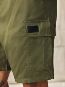 Norleigh Men's Plain Casual Color Drawstring Waist Streetwear Cargo Shorts - Army Green - View 6