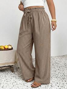 SHEIN Frenchy Pantalones Extra Grande - Caqui - Ver 5