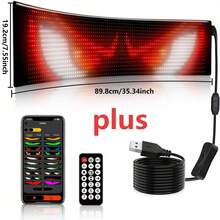 Luz de pantalla suave de píxeles LED programable, luz decorativa de coche con ojo de diablo, control por APP con texto DIY, patrón y animación, luz nocturna de pared y escritorio para hogar, bar, sala de juegos y soporte para conciertos - luz policromática - Ver 3