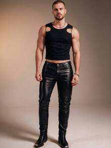 ZURIURI Men's Hollow-Out Metal Chain Sexy Vest - Black - View 4