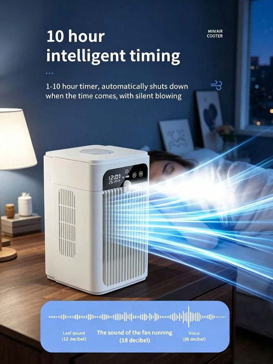 Mini Evaporative Cooler: Your Summer Cooling Pal. Large Tank Delivers 10-Hour Mist Cooling. 360° Cooling, Quiet Work With Smart Display. Type-C & Plug-In Powered, Portable & Compact For Indoor & Outdoor Use, Instant Cool Anytime. - L11 Evaporative Air Cooler - View 1