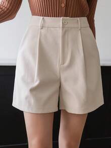 Dazy Tall Women's Short Pleated Casual Shorts Fall - Apricot - View 4