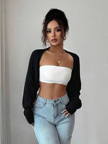 SHEIN Raffinéa 女士開襟衫 - 黑色 - 查看 5