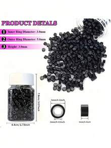 1000pcs 5mm Professional Silicone Micro Link Rings, Hair Extension Beads For DIY Braids, Feather Extensions, And Hairstylist Supplies, Perfect For Salon, Home, Party, Wedding, And Everyday Styling, Easy-To-Use Reusable Beads For All Hair Types. - Multicolor - View 3
