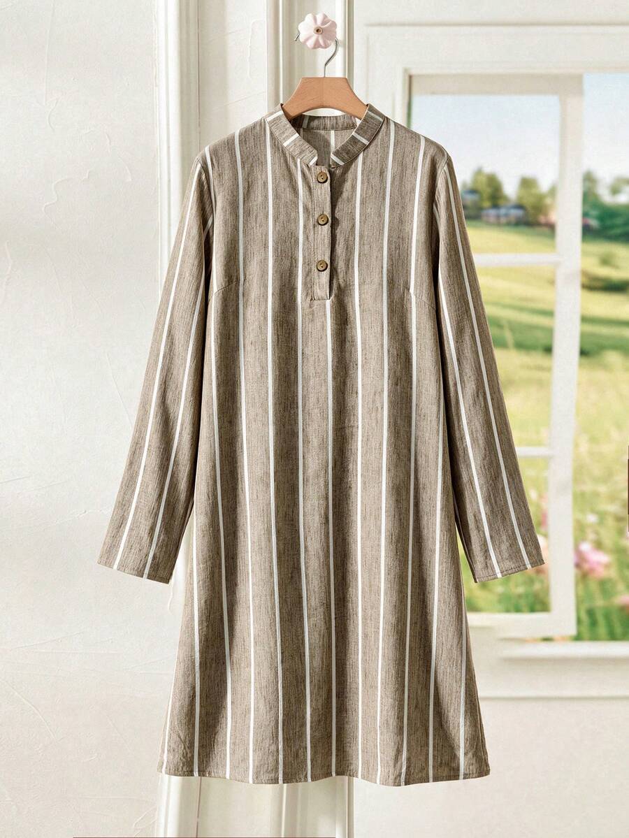 Rusticease Women's Striped Color Block Casual Daily Summer Dress - White - View 1