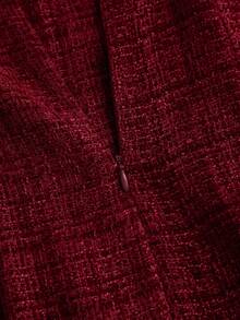 Sweetra Women's Solid Color Elegant Waist-Cinching Party Dress - Burgundy - View 5