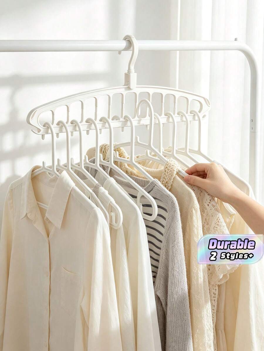 11-Hole Magic Foldable Clothes Rack/Storage Organizer, Multi-Functional, Slip-Resistant, Plastic, Portable Wall-Mounted Closet System, 3.2 Cubic Feet Of Enclosed Storage Capacity – Lightweight (Pack Of 2) - Multicolor - View 1