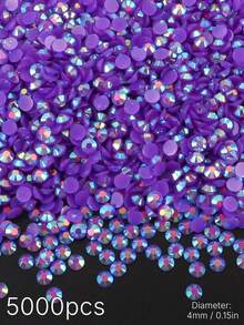 5000Pcs Bright Jelly AB Resin Rhinestones, Flat Back Multicolor Gems Bulk Pack, DIY Handmade Craft Supplies For Phone Case Cup Bottle Hat Fan Decoration - 4mm - View 18
