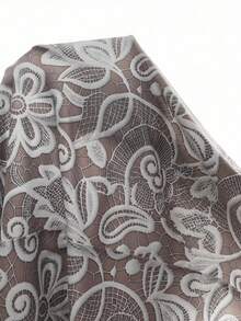 SHEIN Raffinéa Fashion Lace Print Square Neck Dress - Apricot - View 7
