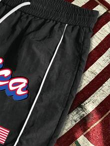 Gym Rark Pantalones largos casuales de uso diario y deportes para hombres con cintura con cordón y patrón de letras - Negro - Ver 5