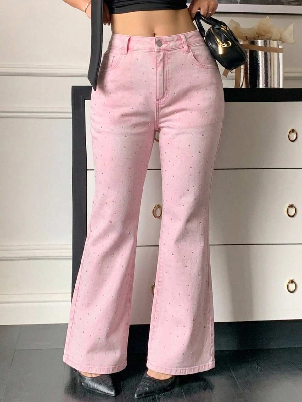 Dazy Plus Women's Casual Versatile Daily Travel Flare Leg Denim Jeans With Pockets And Buttons