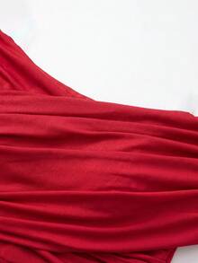 Elenzga 大码女式优雅浪漫假日露肩夏季连衣裙 - 紅色 - 查看 5