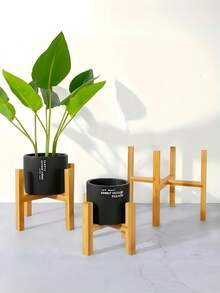 Bamboo Wood Plant Stand Rack 4 Legs Floor Flower Pot Holder Display Shelves For Indoor Outdoor Garden Patio Decorative Home Furniture - Yellow - View 2