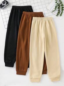 Tween Boy Casual Minimalist Cartoon Pattern Sweatpants 3 Pieces Set Suitable For Autumn/Winter - Multicolor - View 2