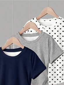 Tween女孩簡約休閒抓皺腰部3件式T恤套裝 - 白色 - 查看 5