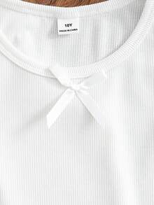 SHEIN 4件組青少年女孩純色蝴蝶結裝飾細肩帶背心 - 白色 - 查看 4