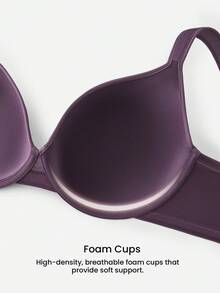 LUVLETTE Plus Dream Curve Support +Smooth Halloween Full Coverage Support Wide Strap Push Up T-Shirt Purple Basic Bra - Purple - View 6