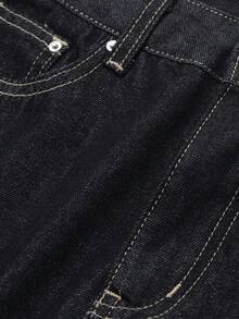 DAZY Celana Jeans Kasual Wanita Warna Polos Model Lurus Gaya Y2k - Dark Wash - View 7