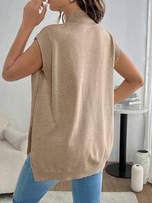 GentleRue Maternity 休闲孕妇宽松针织开衩毛衣，秋季 - 香檳色 - 查看 4