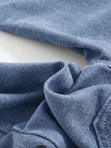 SHEIN Baby Boy Letter Pattern Pocket Button Casual Daily Denim Jeans - Light Wash - View 3